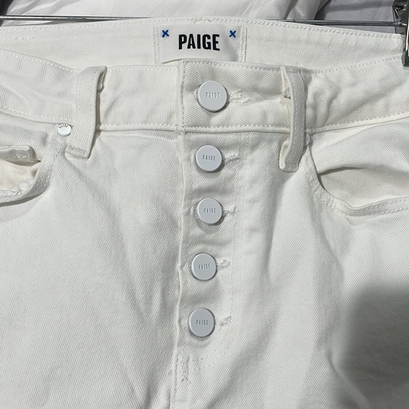 PAIGE Cindy Raw Hem High Waist white Straight Leg Jeans 27 - Picture 3 of 6